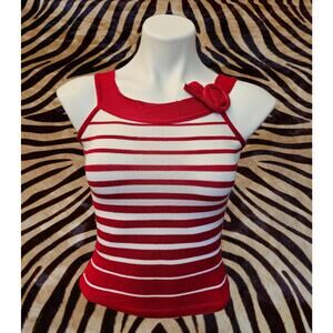 Vintage 90s Deadstock Hera USA Body Con Top Red Stripe Size M
